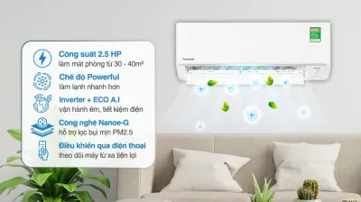 Điều hòa Panasonic 1 chiều Inverter 21.300BTU CS-PU24CKH-8D