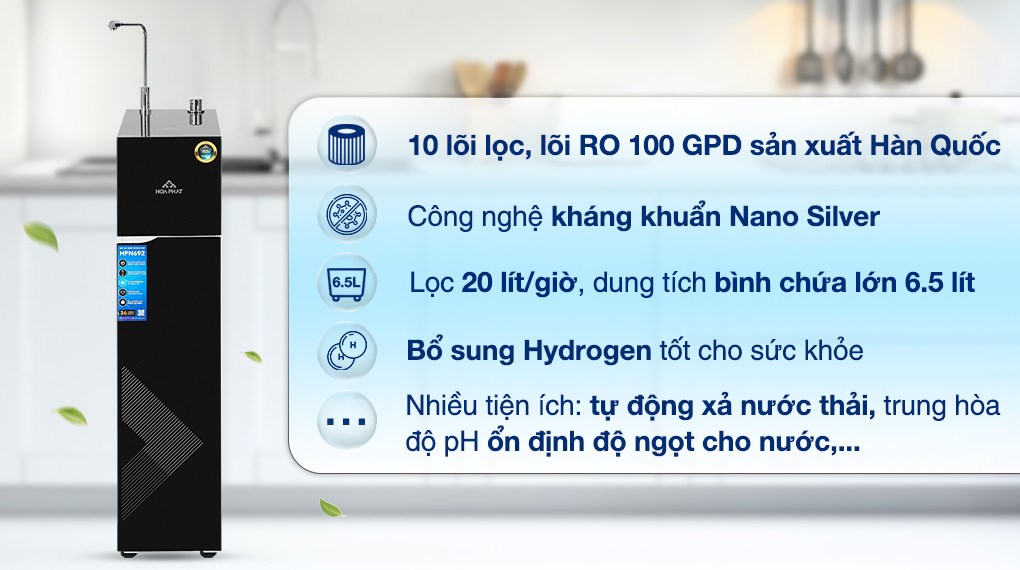 Máy lọc nước RO nóng nguội lạnh Hydrogen Hòa Phát HPN692 10 lõi