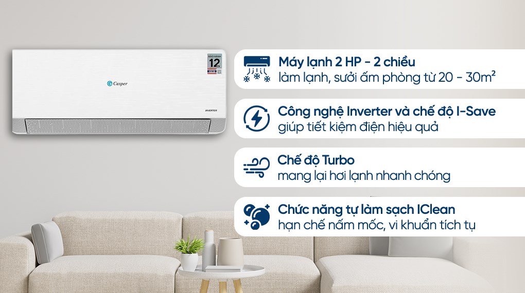 Điều hòa 2 chiều Casper Inverter 19000 BTU QH-18IU36A
