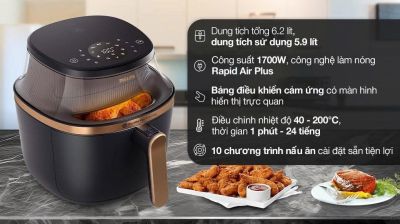 Nồi chiên không dầu Philips 6.2 lít NA332/00