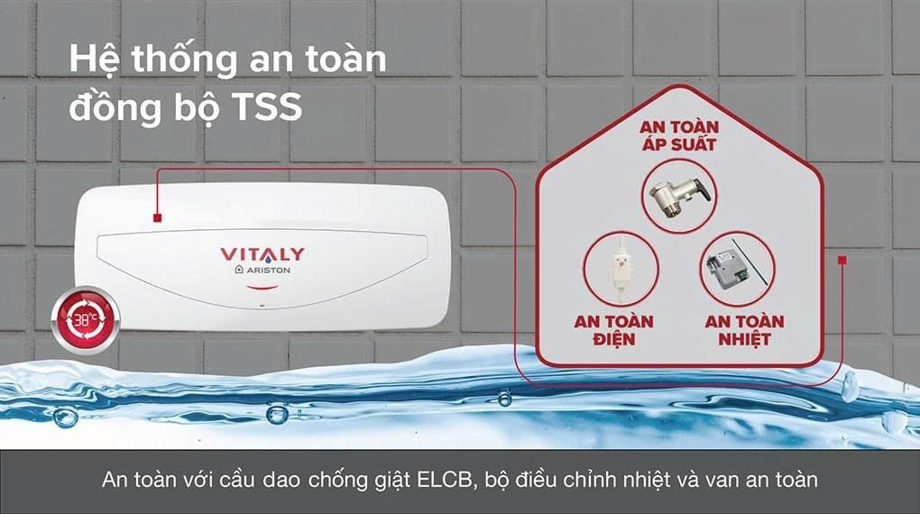 nước nóng gián tiếp Ariston 20 lít 2500W VITALY 20 SLIM 2.5 FE