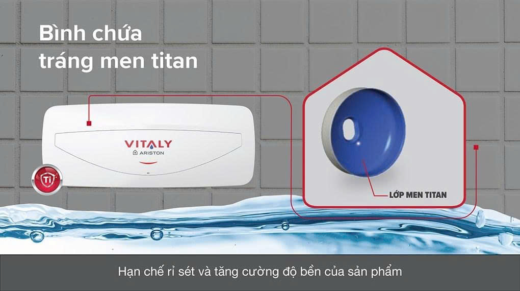 nước nóng gián tiếp Ariston 20 lít 2500W VITALY 20 SLIM 2.5 FE
