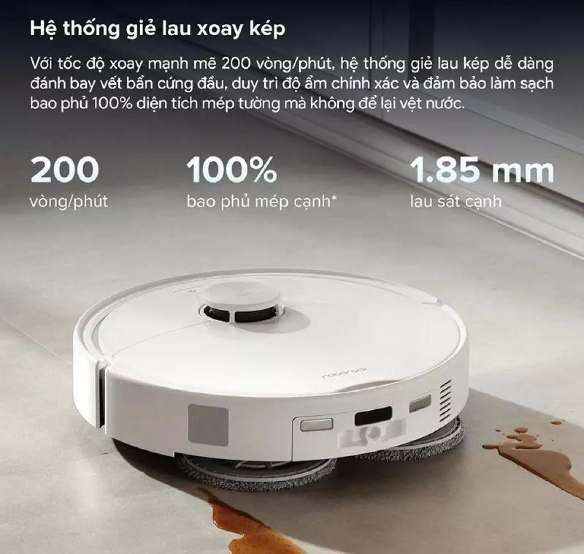 Robot hút bụi lau nhà Roborock Qrevo 2 Pro-Trắng