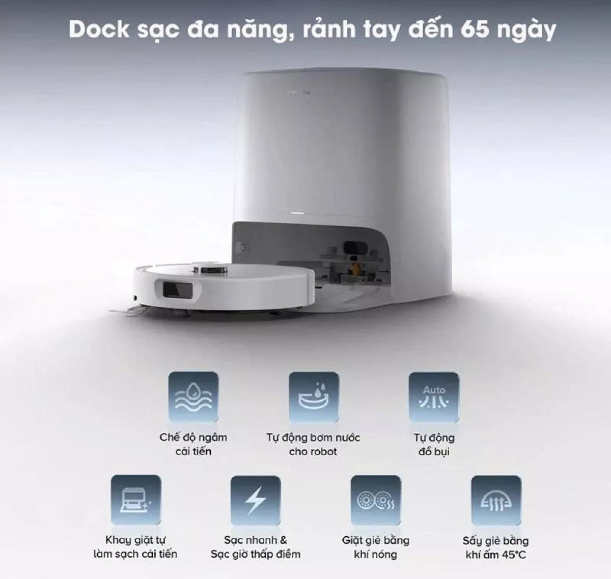 Robot hút bụi lau nhà Roborock Qrevo 2 Pro-Trắng