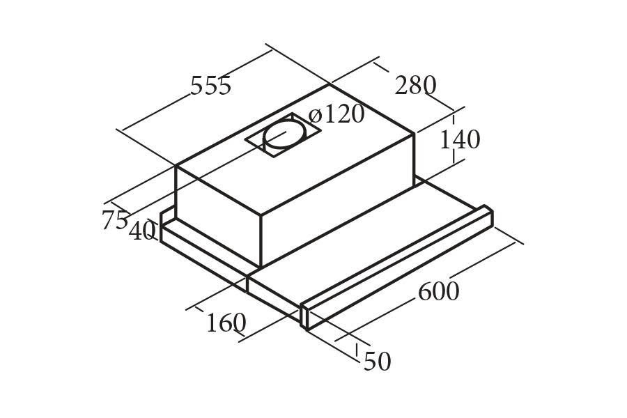 Máy hút mùi âm tủ Cata TF 2003 60 (600) Duralum