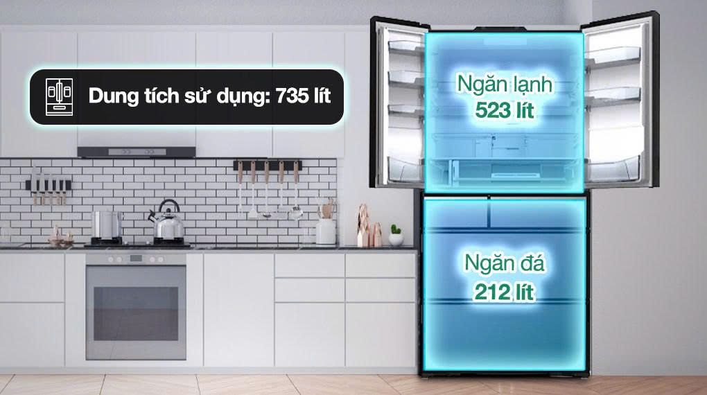 Tủ lạnh Hitachi Inverter 735 lít Multi Door R-ZX740KV X
