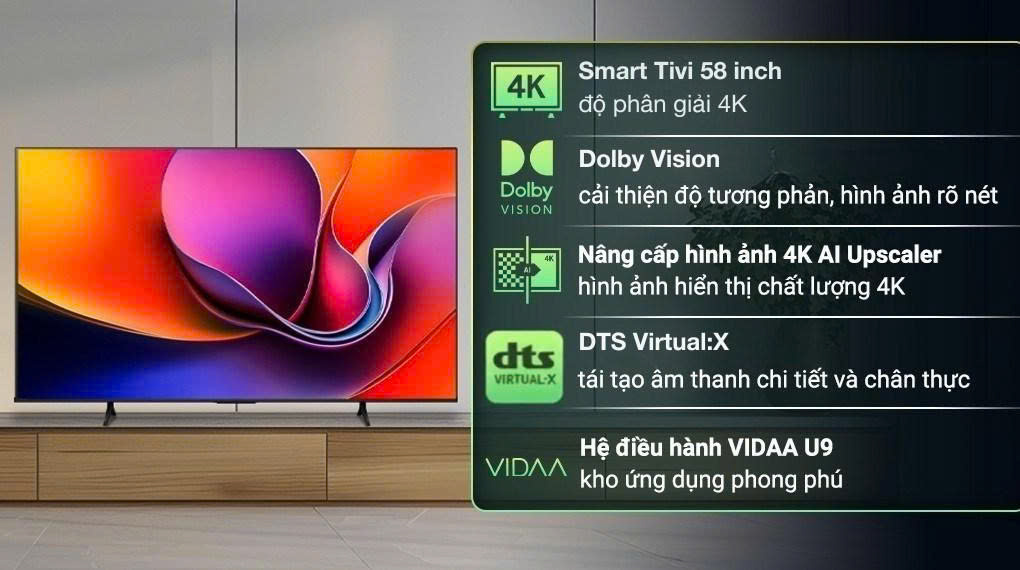 Smart Tivi Hisense 4K 58 inch 58A6Q