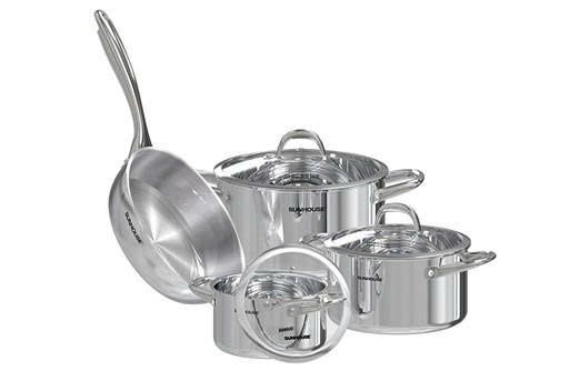 BỘ NỒI CHẢO INOX304 ĐÁY LIỀN SUNHOUSE SHG808