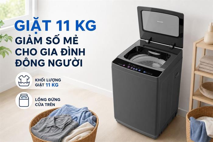 Máy giặt Sharp 11 kg ES-TN111EN-DG