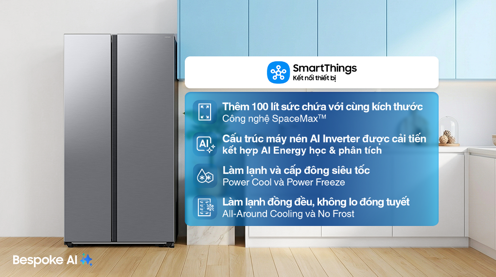 Tủ lạnh Samsung Inverter 655 lít Side By Side RS70F65Q3TSV