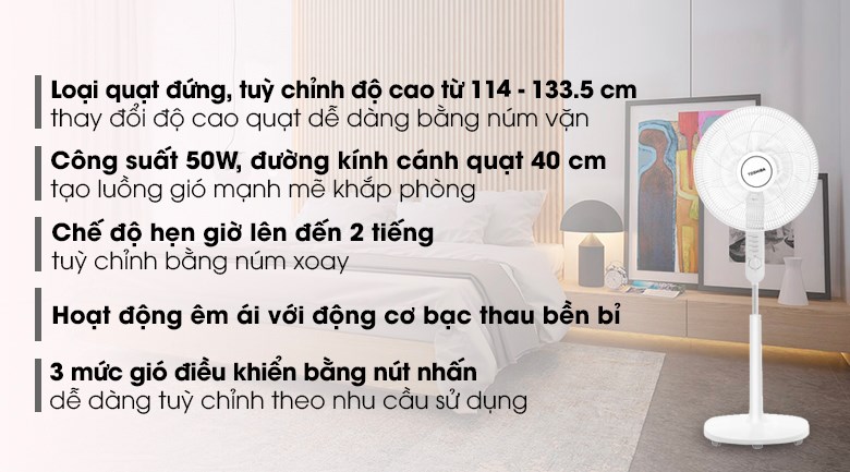 Quạt cây Toshiba 5 cánh F-LSA10(W)VN 50W