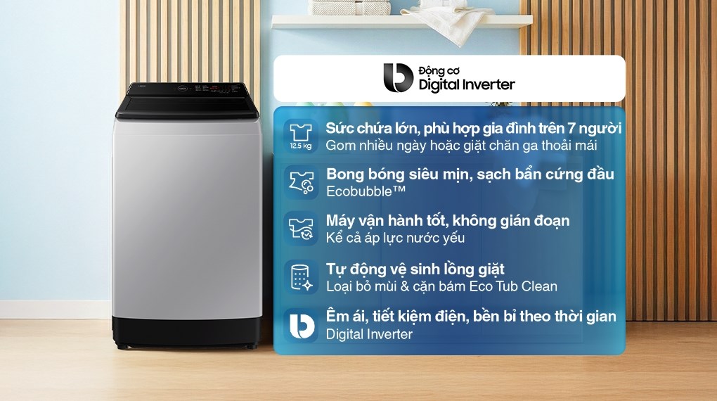 Máy giặt Samsung Ecobubble Inverter 12.5 kg WA40F12E4LSV