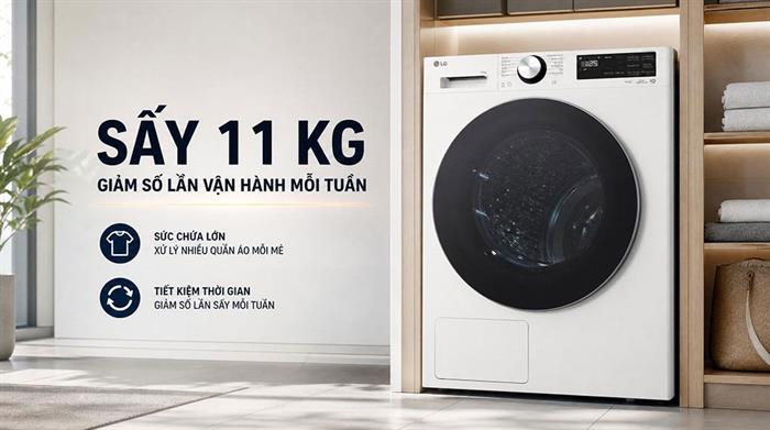 Máy sấy bơm nhiệt LG 11 kg RX11VHP5W