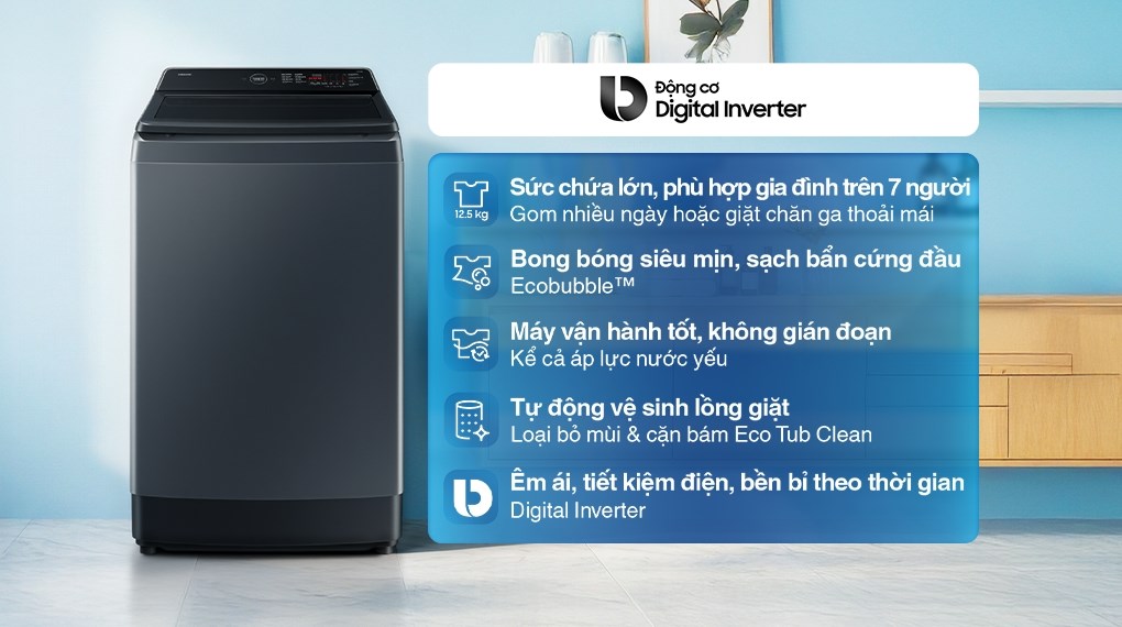 Máy giặt Samsung Ecobubble Inverter 12.5 kg WA40F12E4CSV