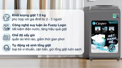 Máy giặt Casper 7.5 kg WT-75NG1