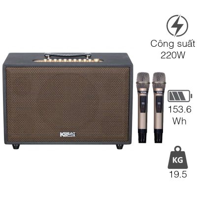 Loa Acnos CS3800 Pro, Bass 25cm, Công suất 220W RMS, Bluetooth 5.0, Kèm 2 Tay Mic