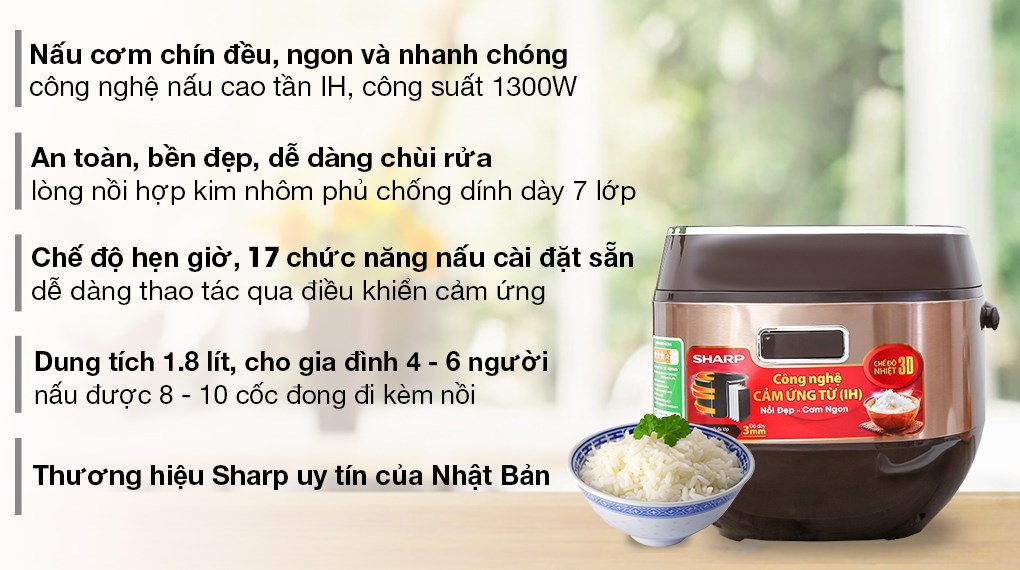 Nồi cơm cao tần Sharp 1.8 lít KS-IH191V-GL