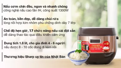 Nồi cơm cao tần Sharp 1.8 lít KS-IH191V-GL
