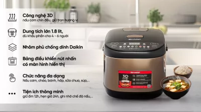 Nồi cơm điện tử Sharp 1.8 lít KS-TH18E2O-RS