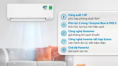Điều hòa Daikin 2 chiều 9000BTU inverter gas R32 FTHF25XVMV