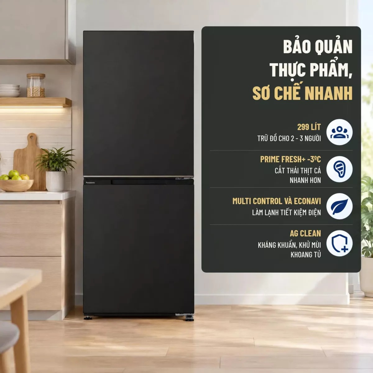Tủ lạnh Panasonic Inverter 299 lít NR-BV322BWKV