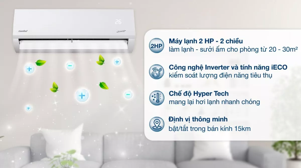 Máy lạnh 2 chiều Comfee Inverter 2 HP CFS-18VHAFF