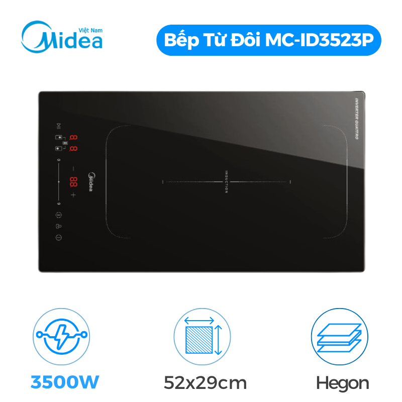 Bếp điện từ đôi Midea MC-ID3523P, 3500W