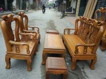 Bộ bàn ghế đục đào gỗ nghiến  Tay 10