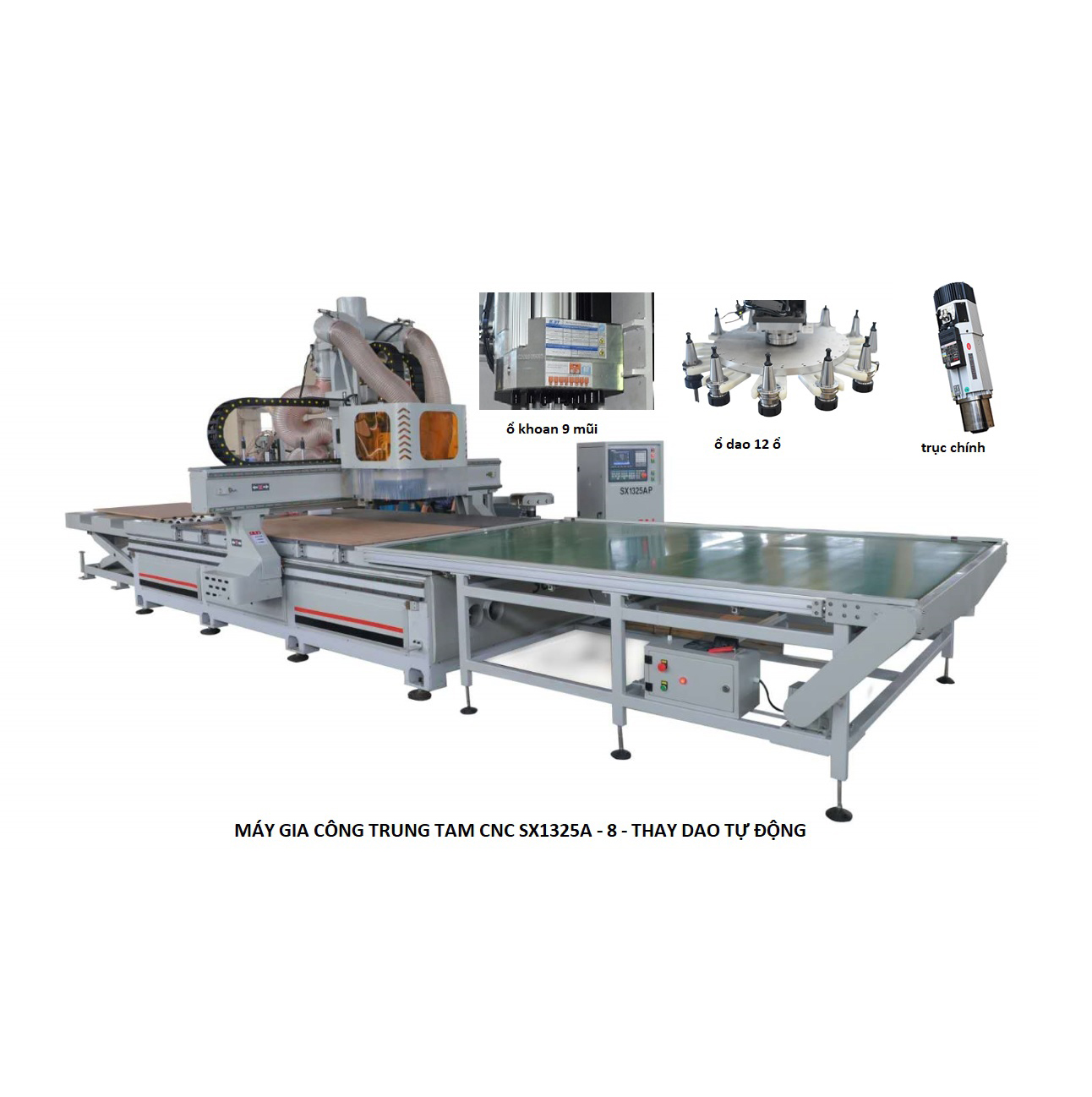Máy gia công trung tâm CNC SX1325A-4, Máy CNC 4 đầu dao
