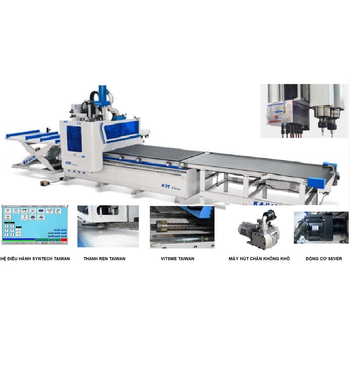 Máy CNC 2 đầu không thay dao tự động, Máy gia công CNC KN2408DT