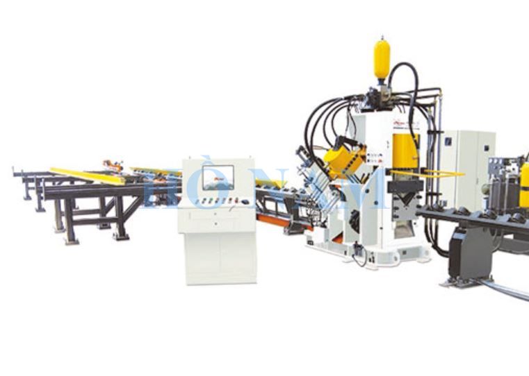 Máy dập kí hiệu và cắt thanh V tự động
