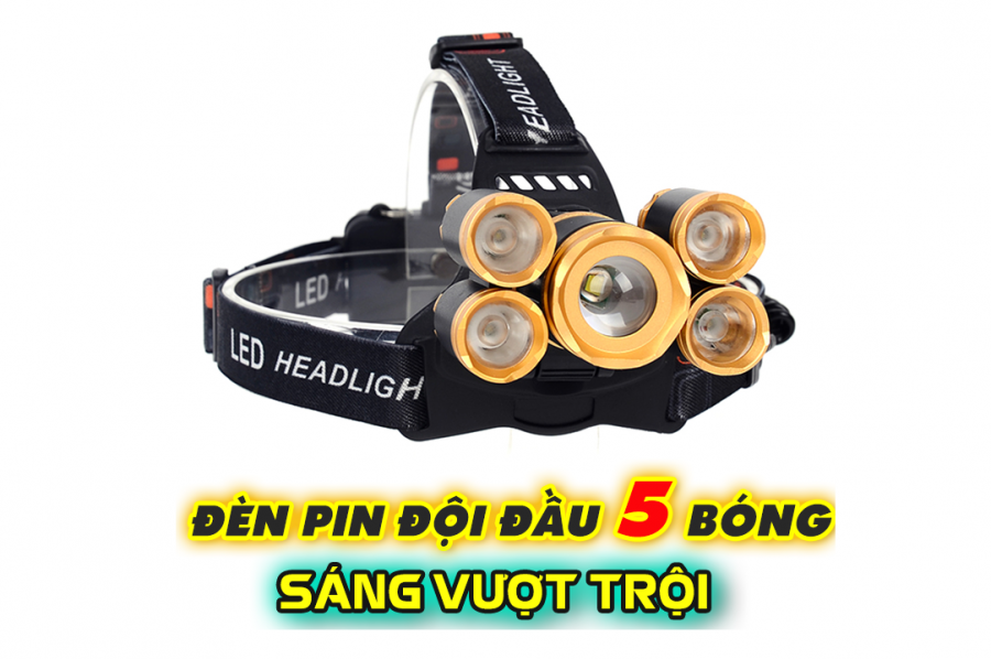 Đèn đội đầu 5 bóng led 4-1