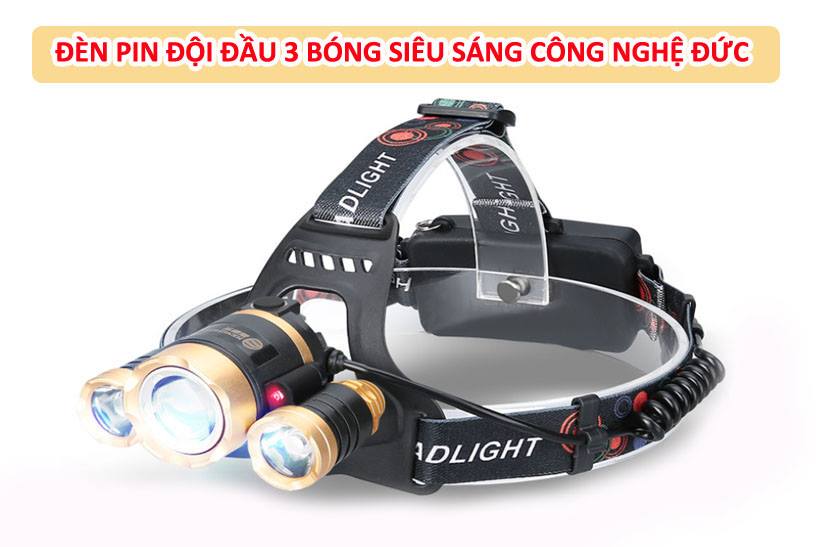 Đèn Đội Đầu 3 bóng cho dân du lịch đi biên đi rừng