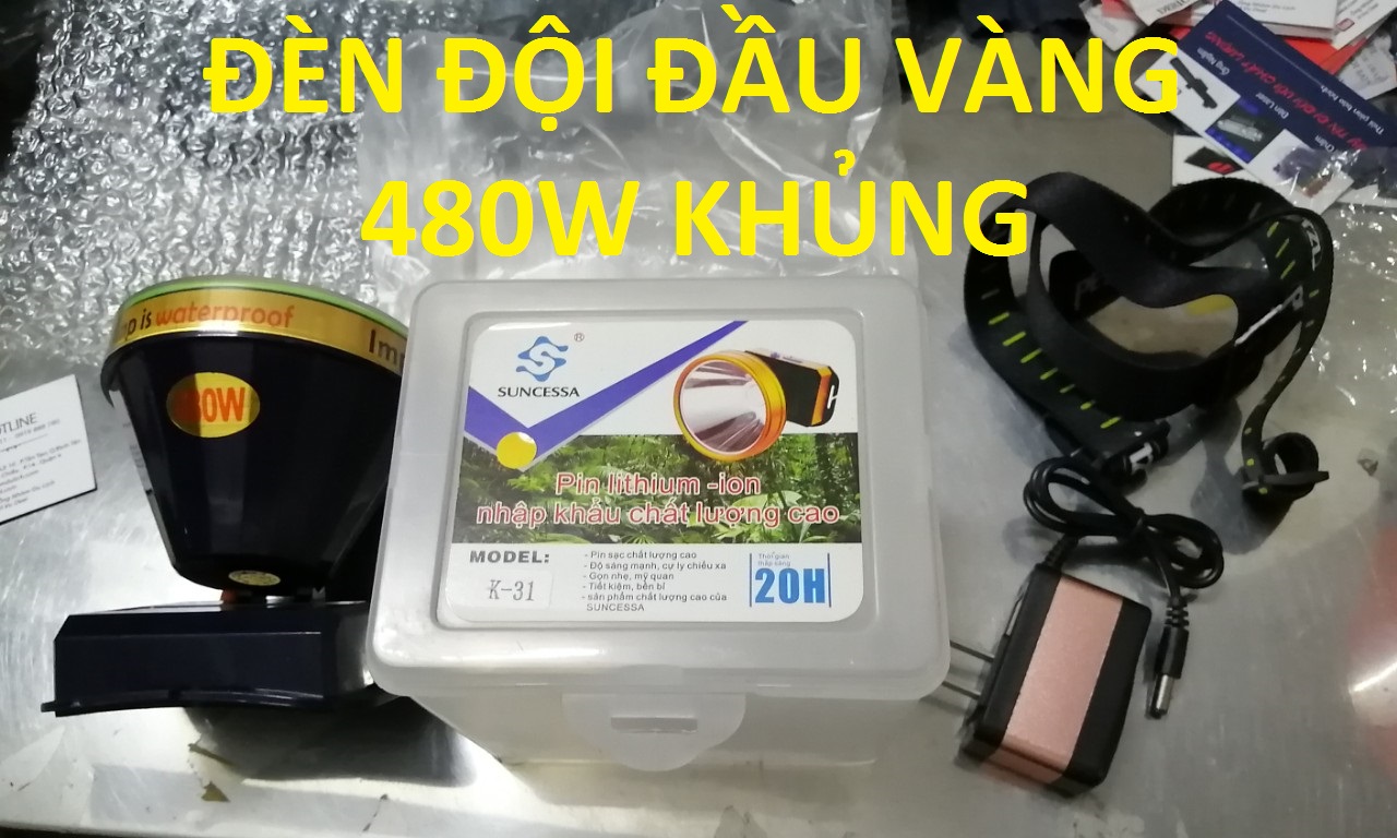 Đèn pin đội đầu sáng vàng 480w siêu rẻ