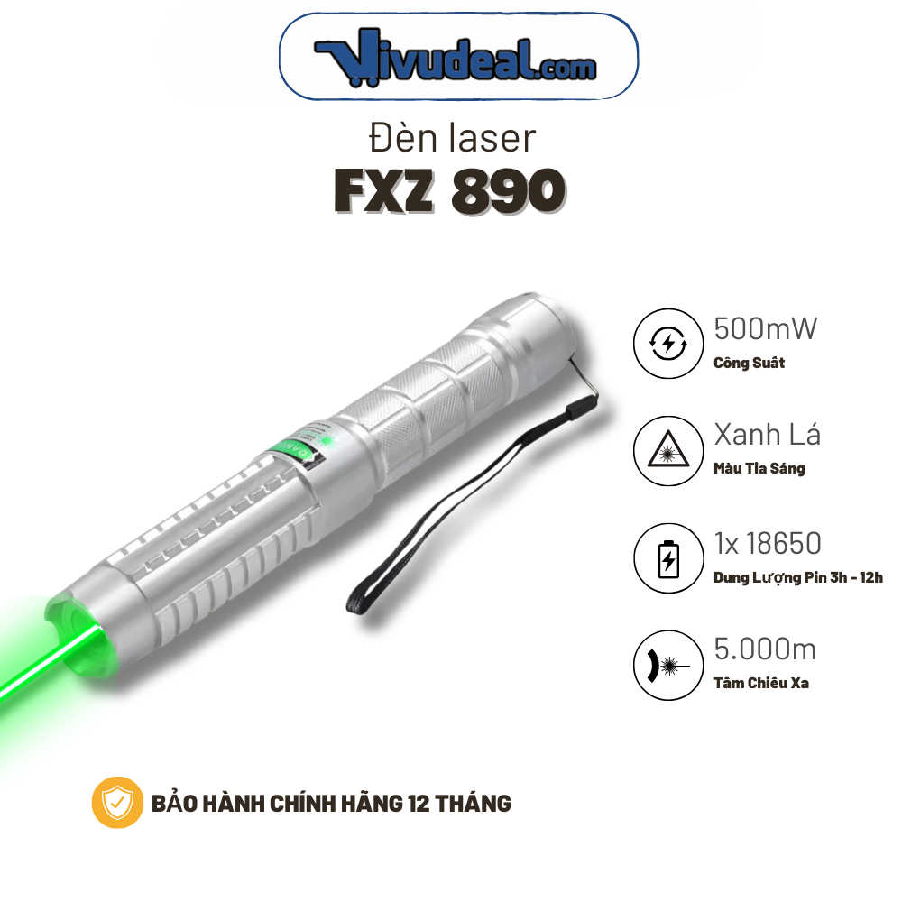 Đèn Laser FXZ 890 Tia Xanh Lá | Công Suất 700mW | 5 Thấu Kính Ngàn Tia | Tầm Chiếu Xa 10.000m