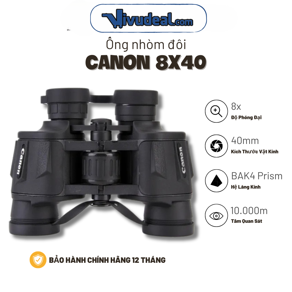 Ống Nhòm Đôi Canon 8x40 | Độ Phóng Đại 8x | Thiết Kế Nhỏ Gọn Cầm Nắm Dễ Dàng | Tầm Quan Sát 10.000m