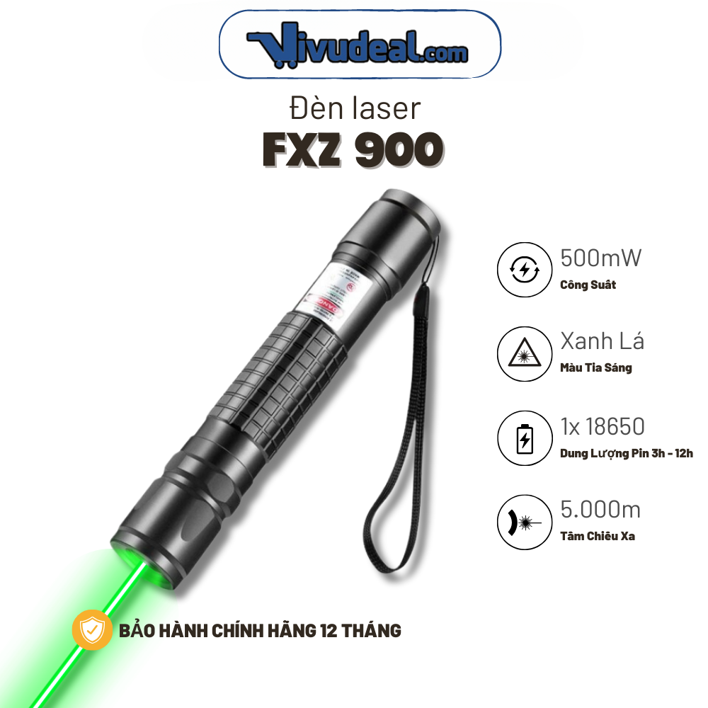 Đèn Laser FXZ 900 Tia Xanh Lá | Công Suất 500mW | Tầm Chiếu Xa 10.000m