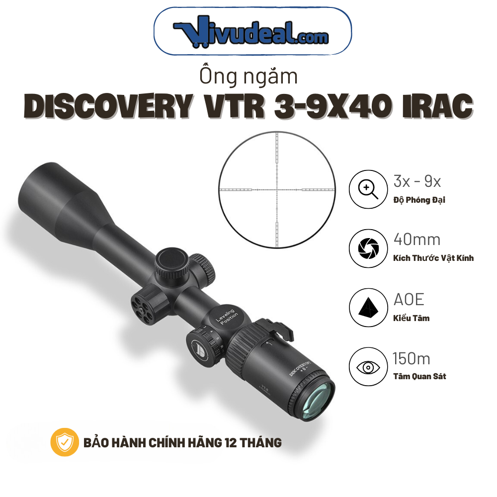 Ống Ngắm Discovery VTR 3-9x40IRAC | Độ Phóng Đại 3x - 9x | Tâm Cộng Chia Vạch | Tầm Quan Sát 150m