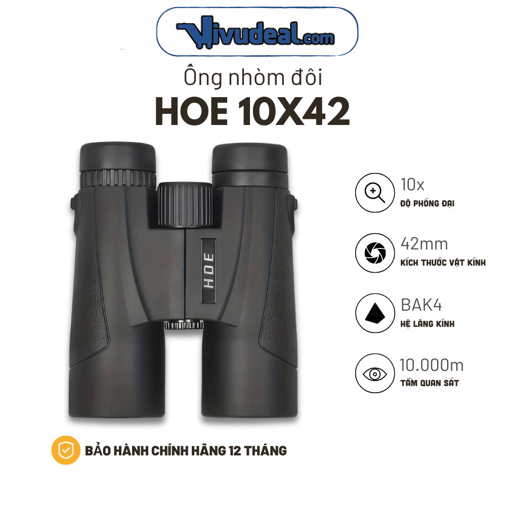 Ống Nhòm Đôi HOE 10x42 | Độ Phóng Đại 10x | Thấu Kính HD | Tầm Nhìn 10.000m