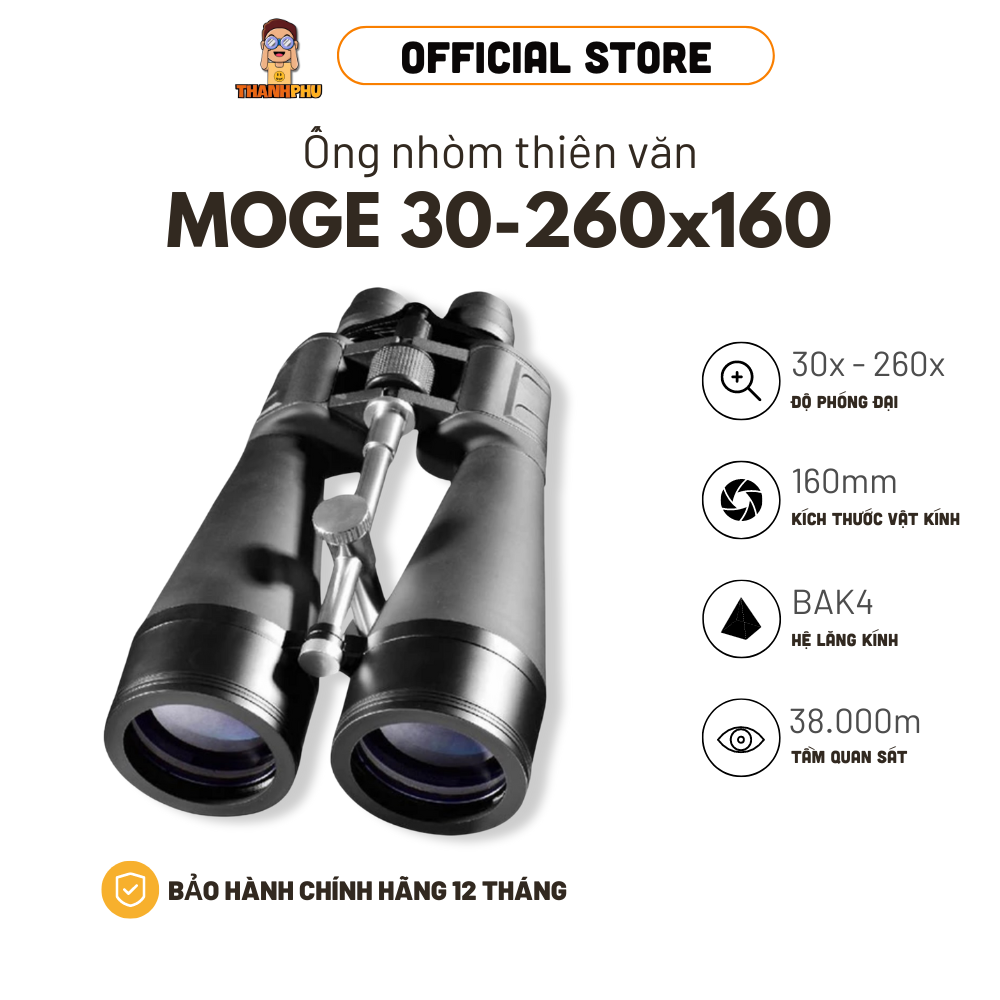 Ống Nhòm Đôi Siêu Zoom MOGE 30-260x160 | Độ Phóng Đại Zoom 30x - 260x | Có Thể Lắp Vào Tripod | Tầm Nhìn 10.000m