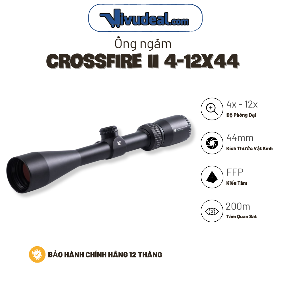 Ống Ngắm Crossfire II 4-12x44 | Độ Phóng Đại 4x - 12x | Có Hỗ Trợ Zero Stop | Tầm Quan Sát 200m