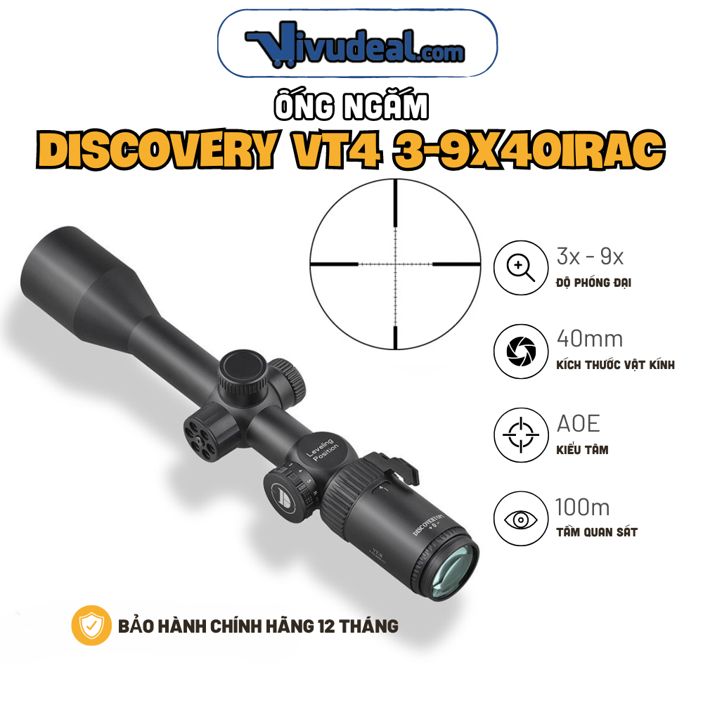 Ống Ngắm Discovery VTR 3-9x40IRAC | Độ Phóng Đại 3x - 9x | Tâm Cộng Chia Vạch | Tầm Quan Sát 150m