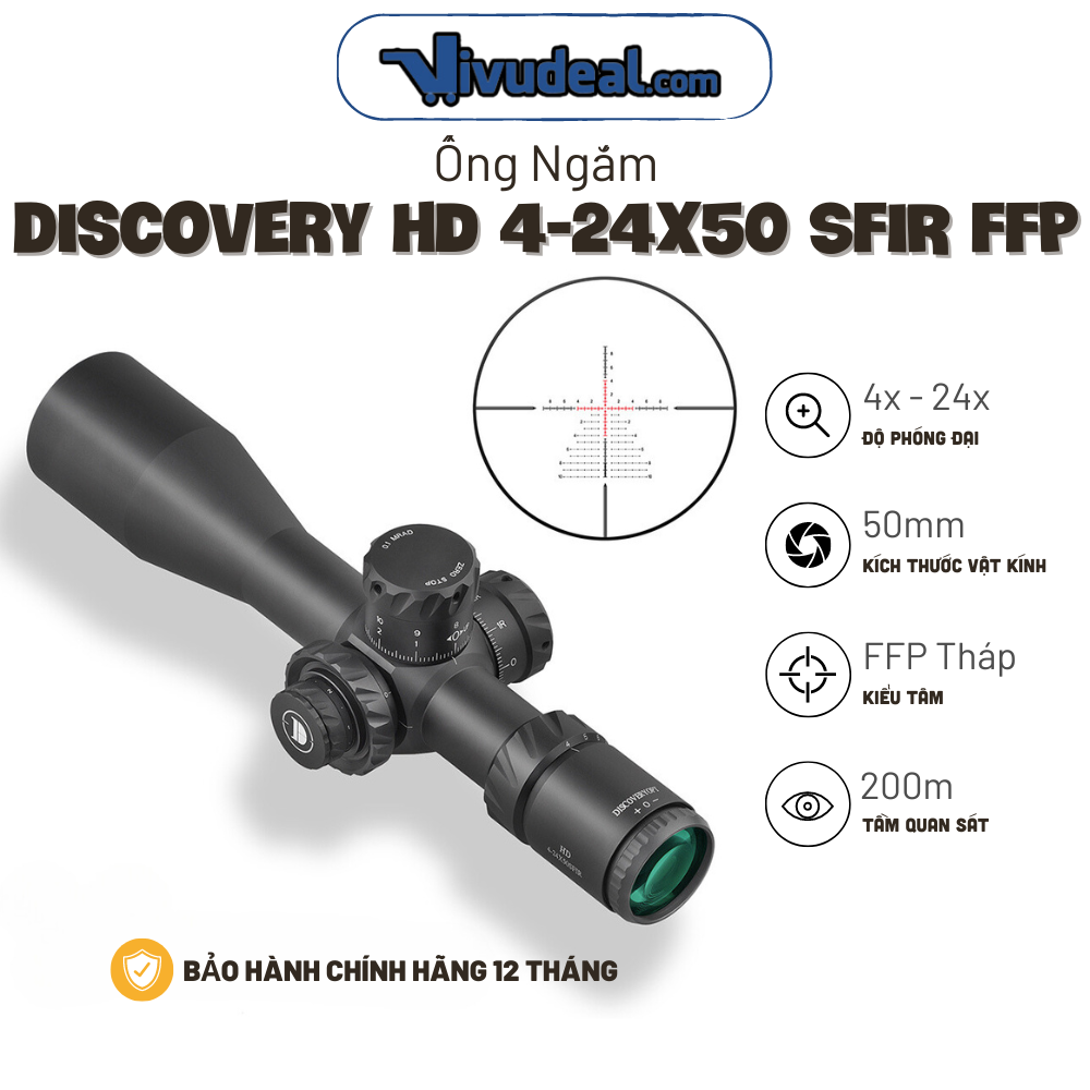 Ống Ngắm Discovery HD 4-24x40SFIR FFP Zero Stop | Độ Phóng Đại 4x - 24x | Hỗ Trợ Chỉnh Mọi Khoảng Cách | Tầm Nhìn 200m