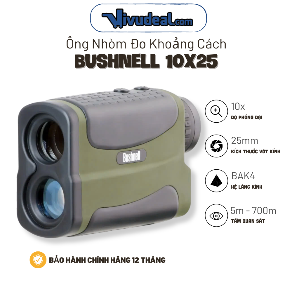 Ống Nhòm Đo Khoảng Cách Bushnell 10x25 | Đo Chính Xác 700m | Đo Khoảng Cách, Góc, Dọc, Ngang, Scan, Tốc Độ