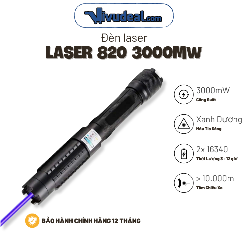 Đèn Laser 820 Blue Công Suất 3000mW