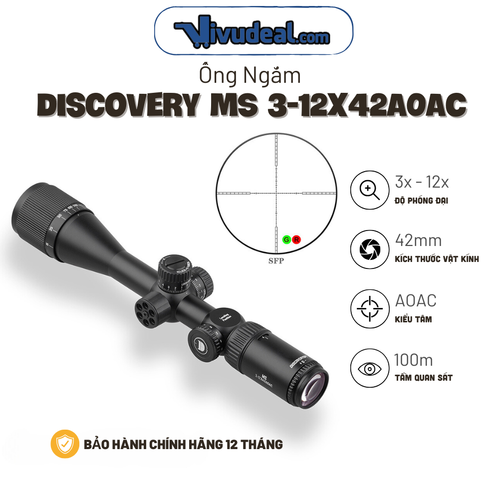 Ống Ngắm Discoveryopt MS 3-12x42AOAC (25.4mm)