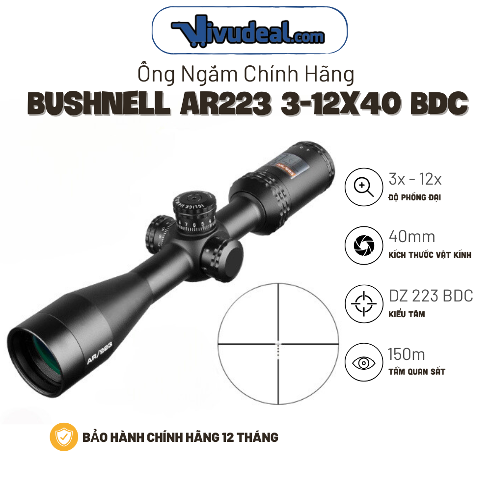 Ống Ngắm Chính Hãng Bushnell AR223 3-12x40 (Drop Zone-223 BDC)