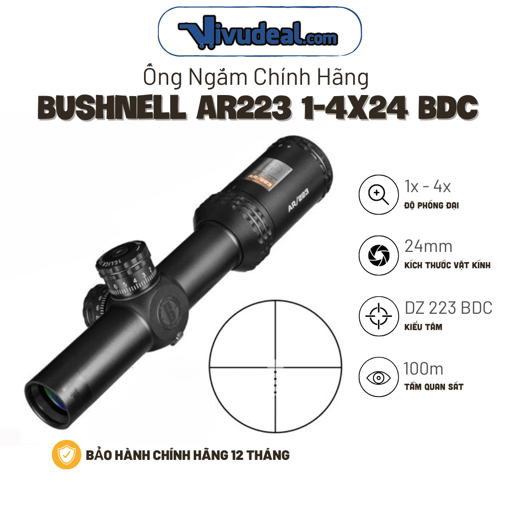 Ống Ngắm Chính Hãng Bushnell AR223 1-4x24 (Drop Zone-223 BDC)