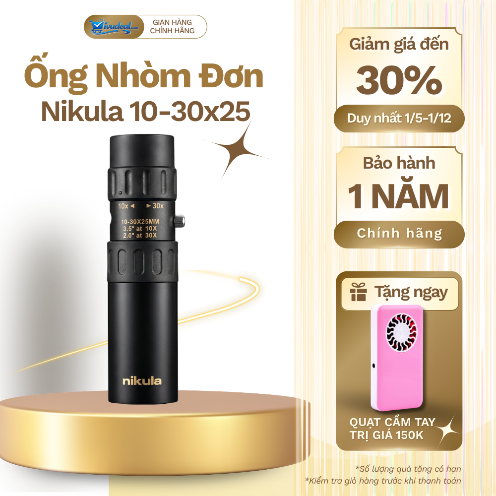 Ống Nhòm Đơn Nikula 10-30x25 - Hàng Chính Hãng