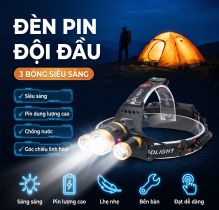 Đèn Pin Đội Đầu 3 Bóng, Chiếu Xa Siêu Sáng, Chống Nước Nhẹ, Sạc USB Tiện Lợi, Thời Gian Sử Dụng Dài, Chuyên Câu Cá Đêm